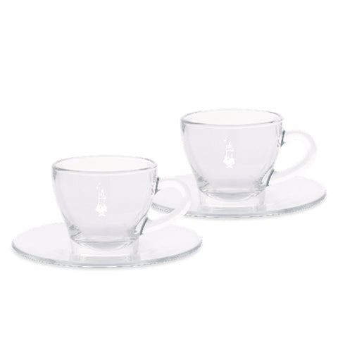 סט 2 כוסות אספרסו זכוכית עם תחתית - BIALETTI